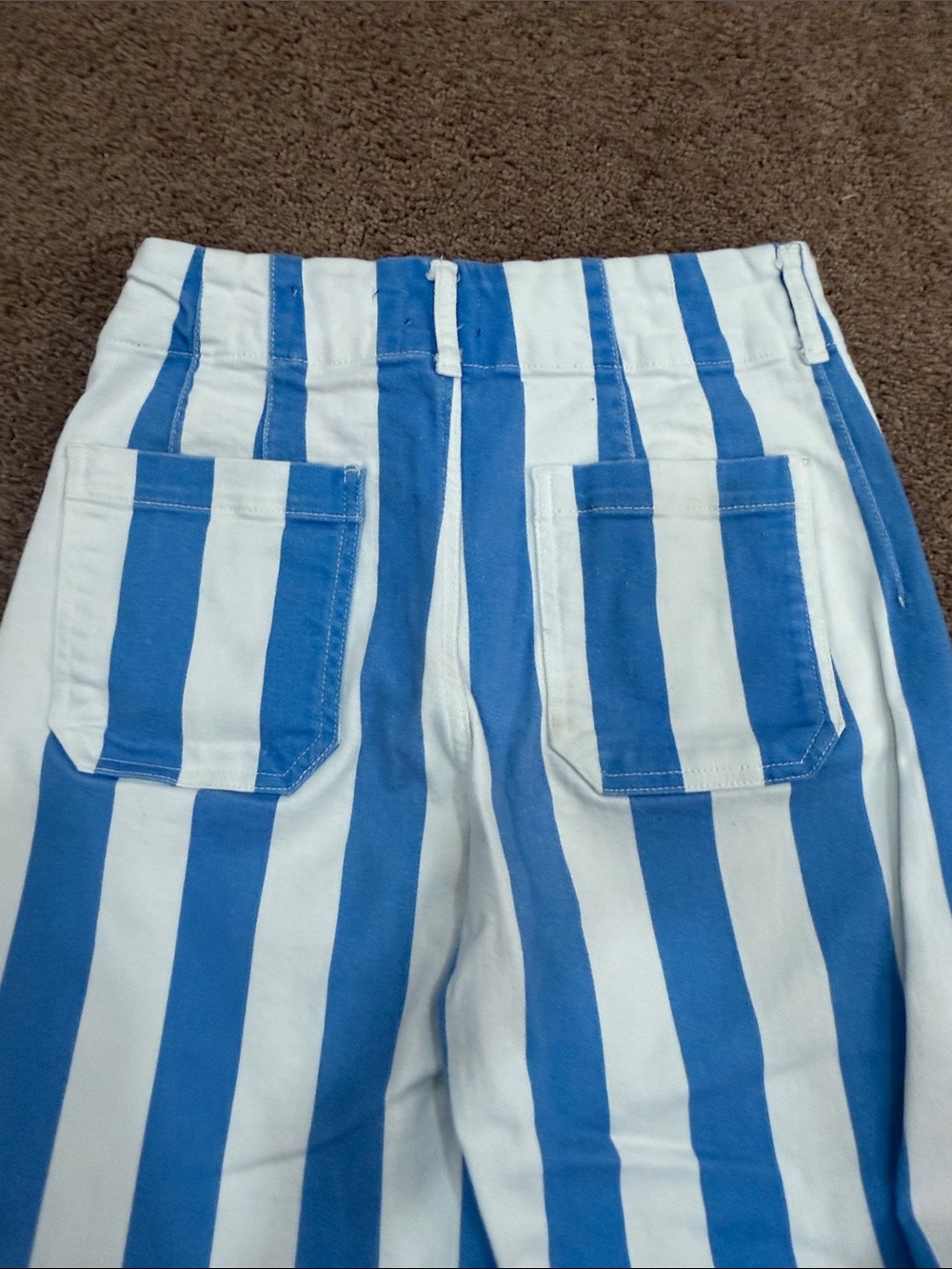 Anthropologie Colette Blue and White Striped Wide-Leg Jeans - Picture 5 of 6